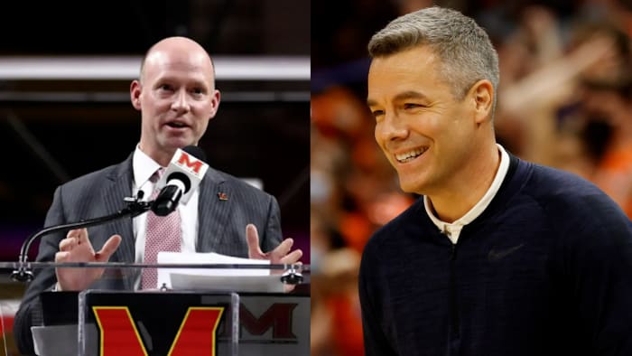Maryland men's basketball head coach Kevin Willard and Virginia men's basketball head coach Tony Bennett